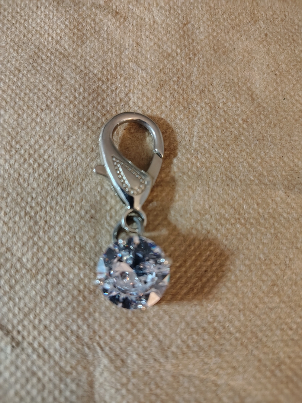 Silver-Tone Charm Pendant with Light Blue Crystal